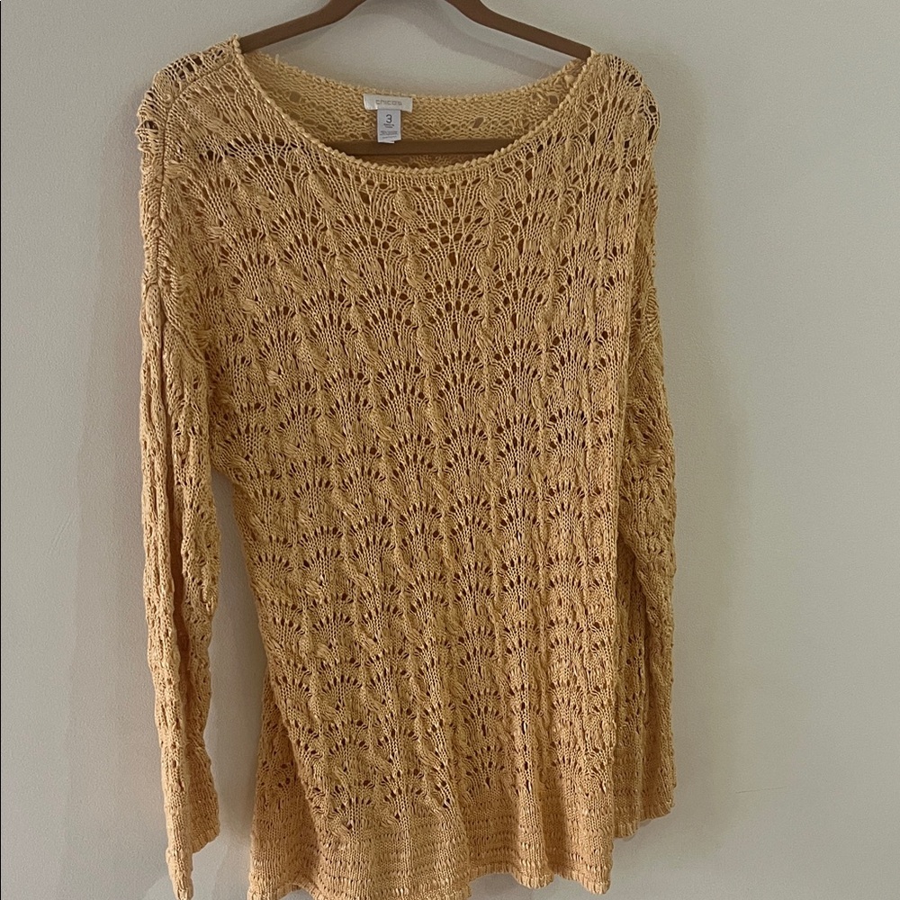 Chico's Textured Knit Sweater in Mustard